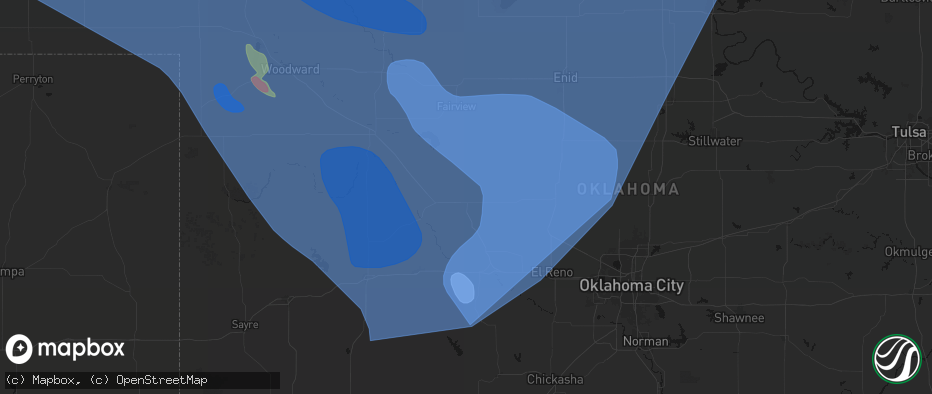 Hail map in Watonga, OK on June 21, 2026