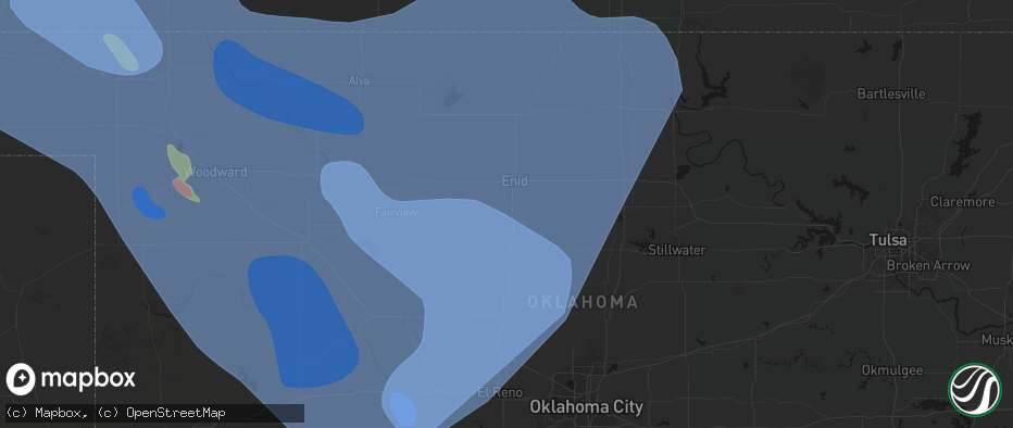 Hail map in Waukomis, OK on June 21, 2026