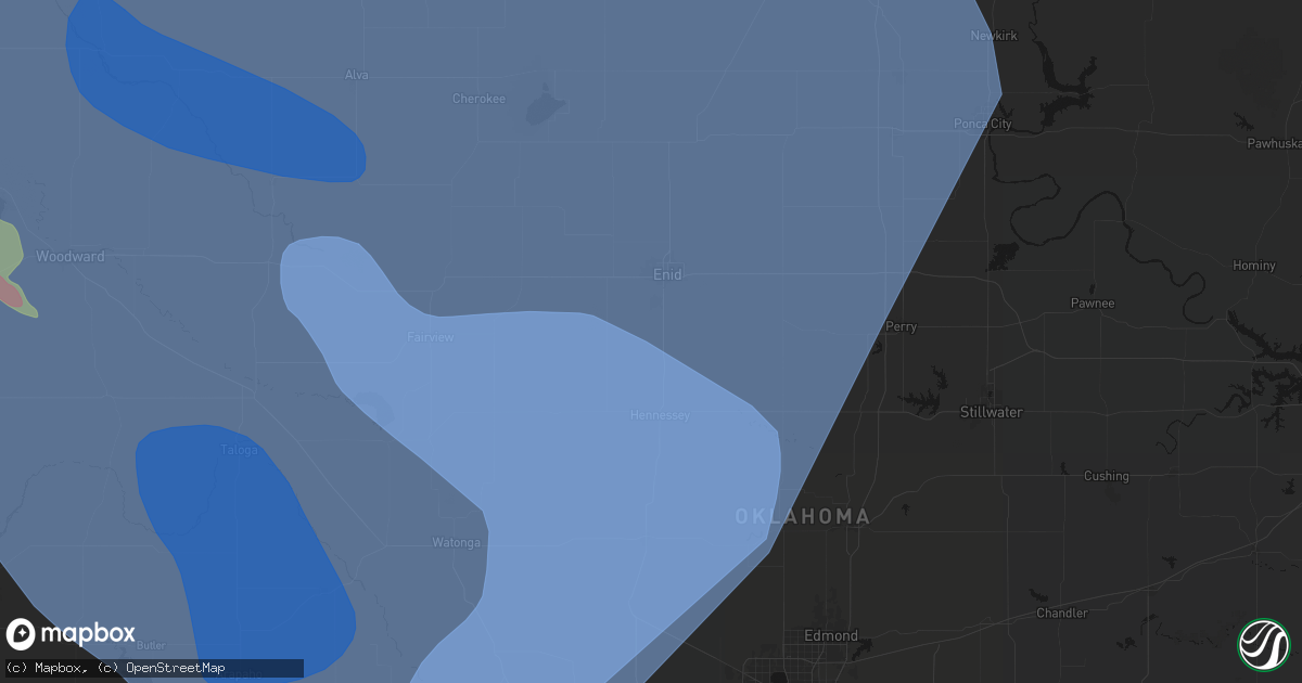 Hail map in Waukomis, OK on June 21, 2026