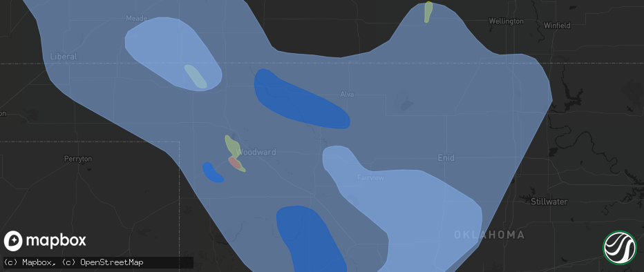 Hail map in Waynoka, OK on June 21, 2026