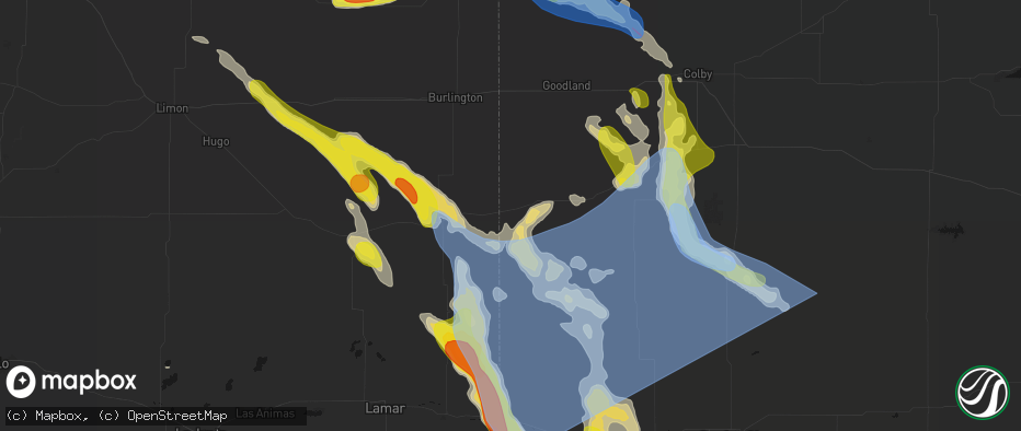 Hail map in Weskan, KS on June 21, 2026