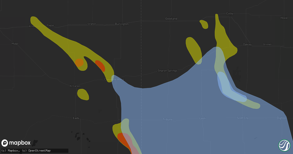 Hail map in Weskan, KS on June 21, 2026