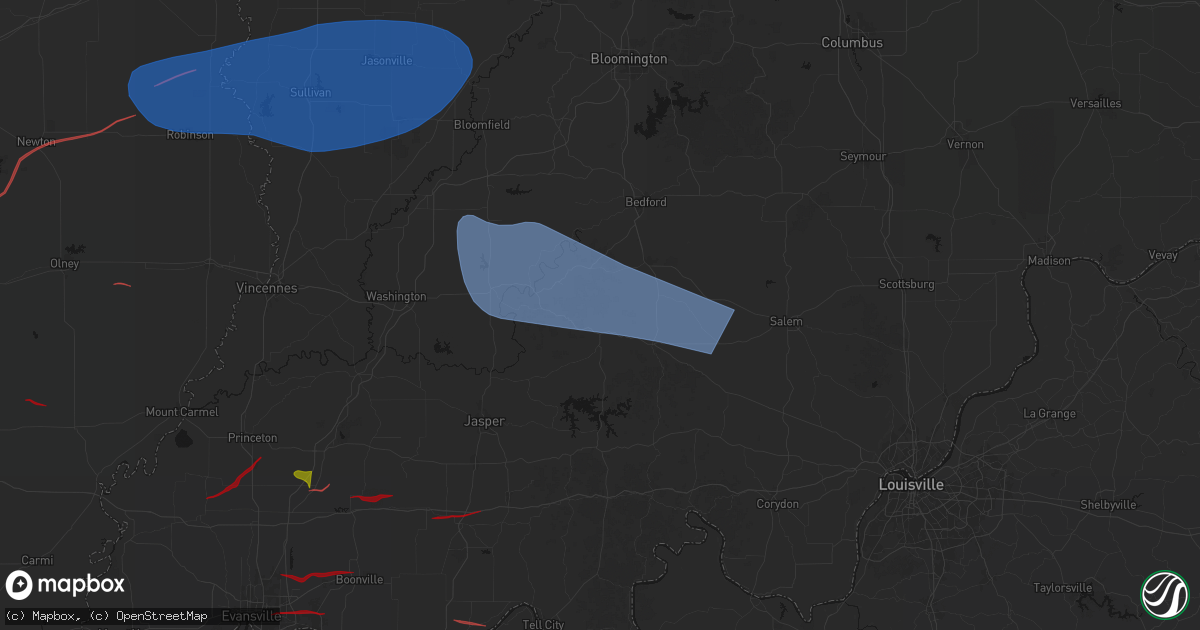 Hail map in West Baden Springs, IN on June 21, 2026