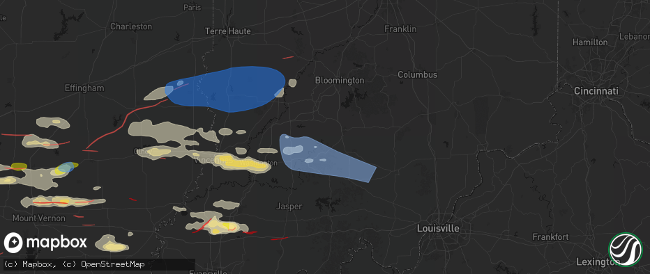 Hail map in Williams, IN on June 21, 2026