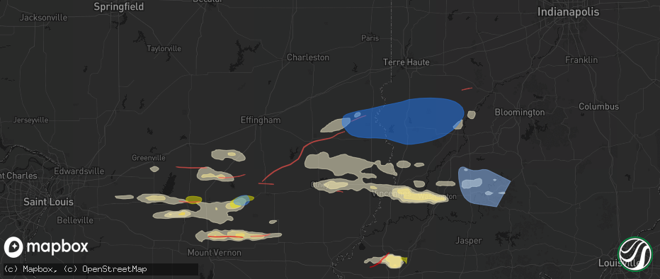 Hail map in Willow Hill, IL on June 21, 2026