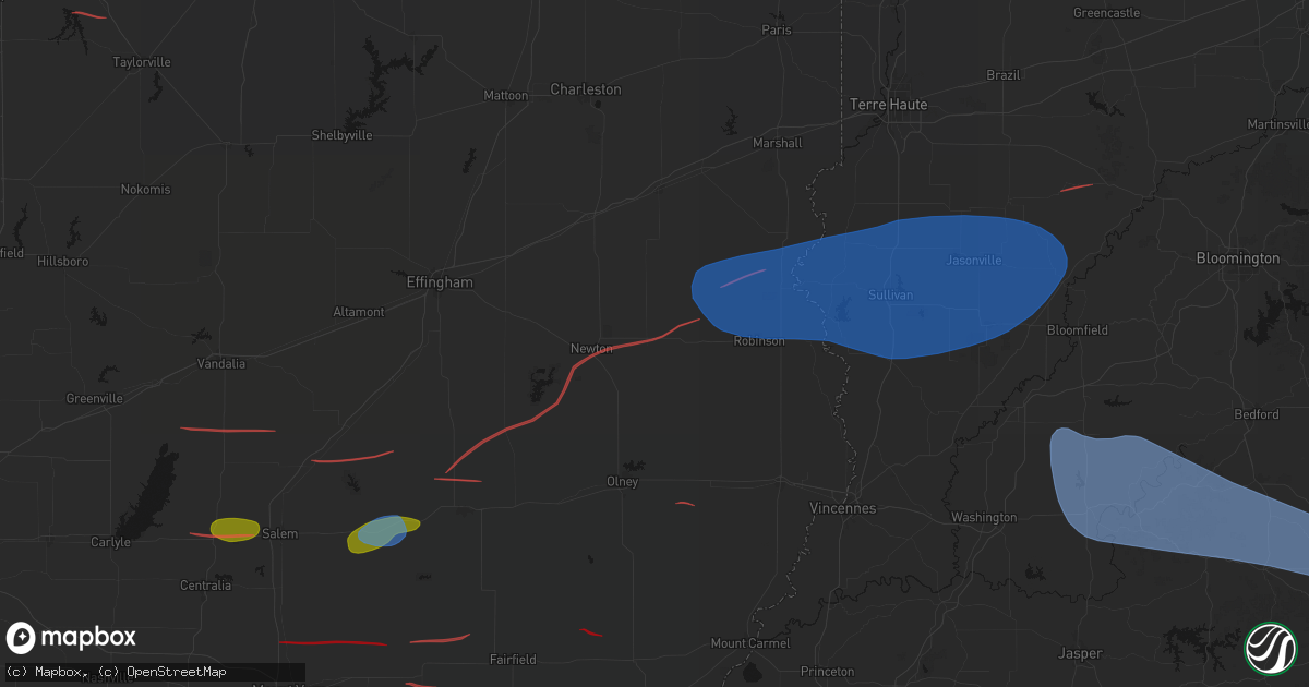 Hail map in Willow Hill, IL on June 21, 2026