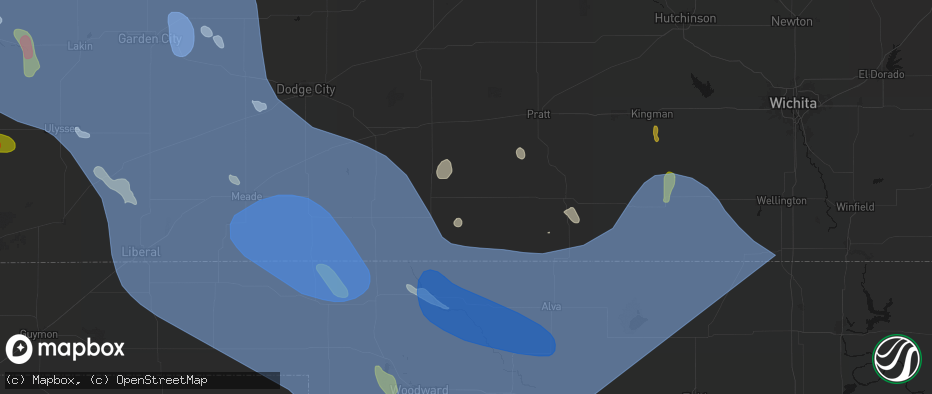 Hail map in Wilmore, KS on June 21, 2026
