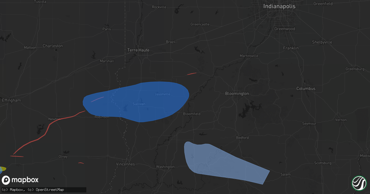 Hail map in Worthington, IN on June 21, 2026