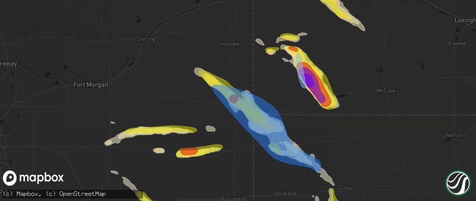 Hail map in Wray, CO on June 21, 2026