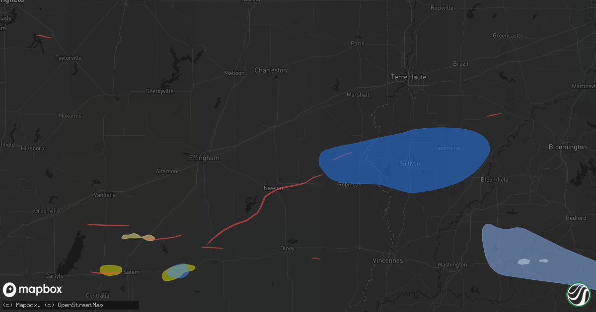 Hail map in Yale, IL on June 21, 2026