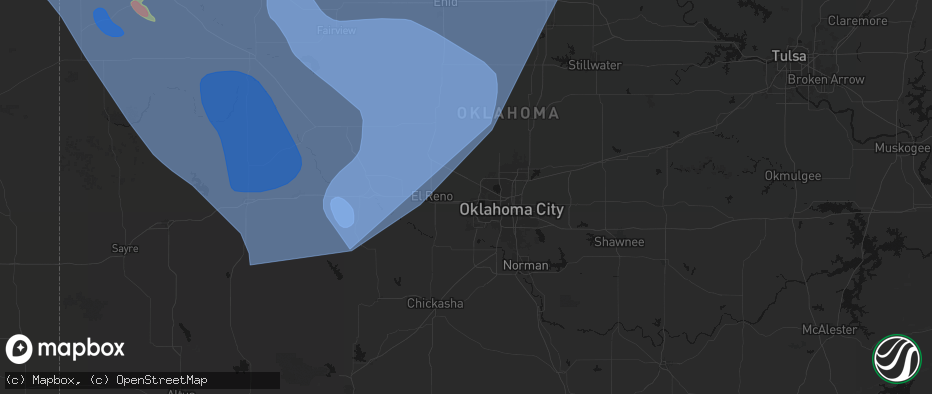 Hail map in Yukon, OK on June 21, 2026