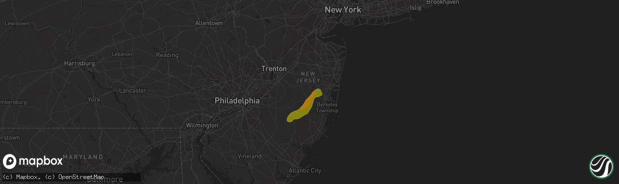 Hail map in Lakehurst, NJ on June 22, 2011