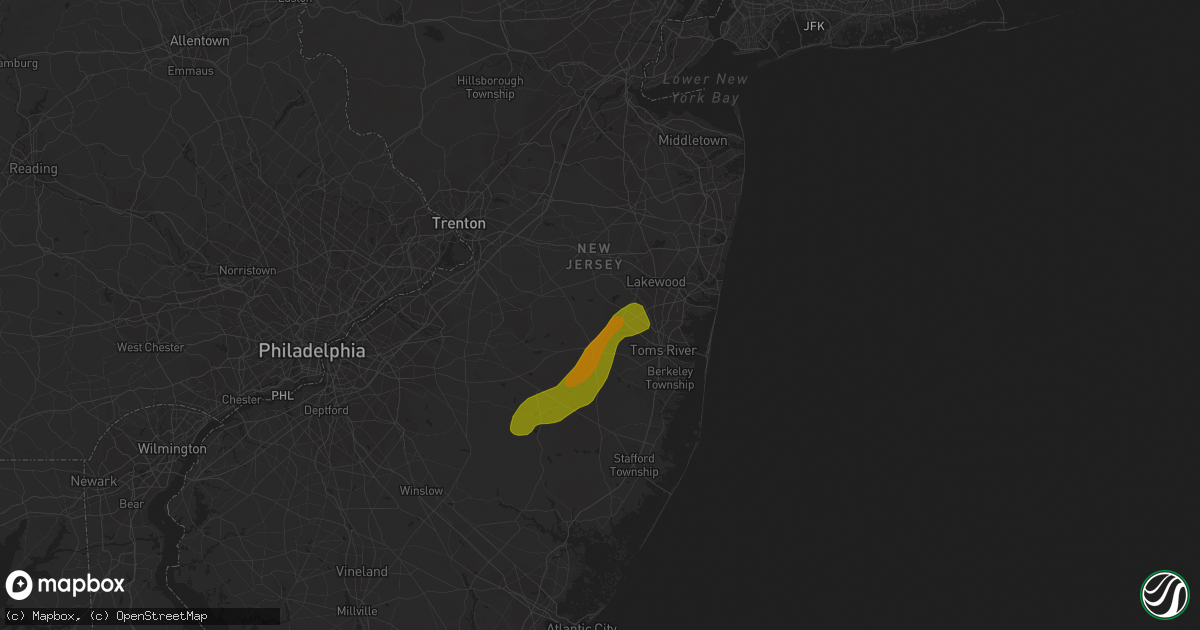 Hail map in Lakehurst, NJ on June 22, 2011