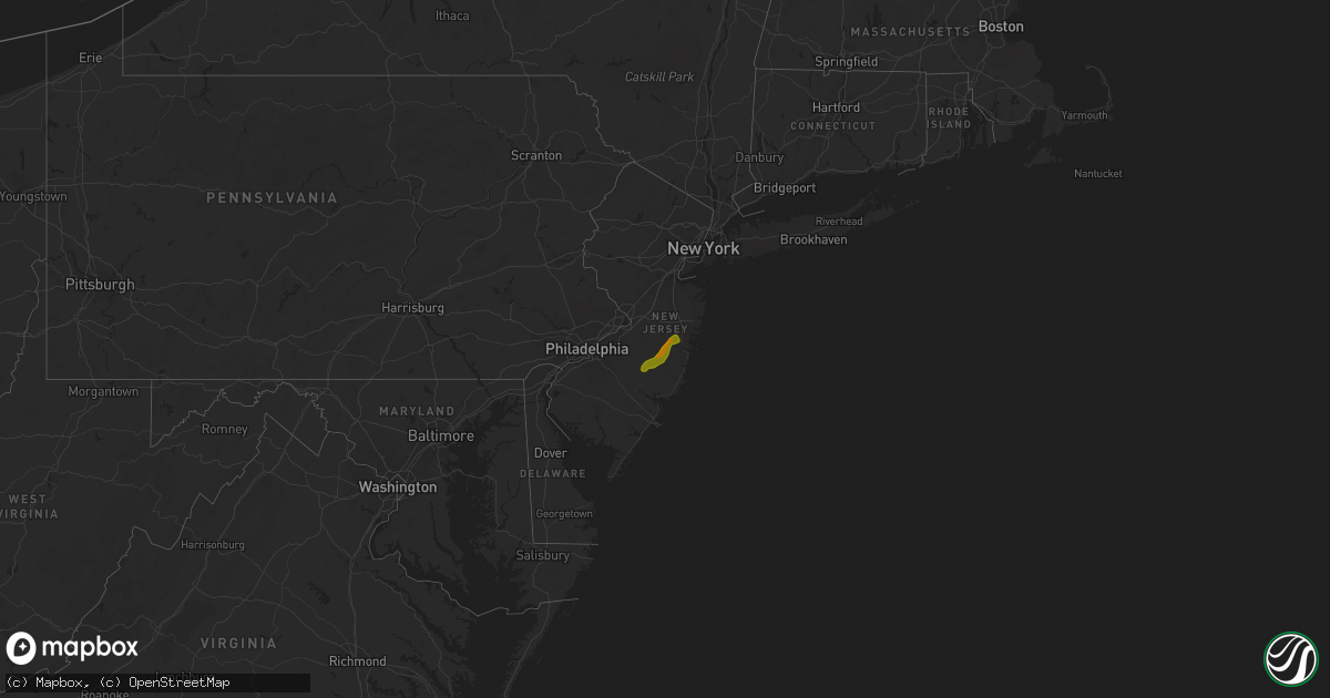 Hail map in New Jersey on June 22, 2011