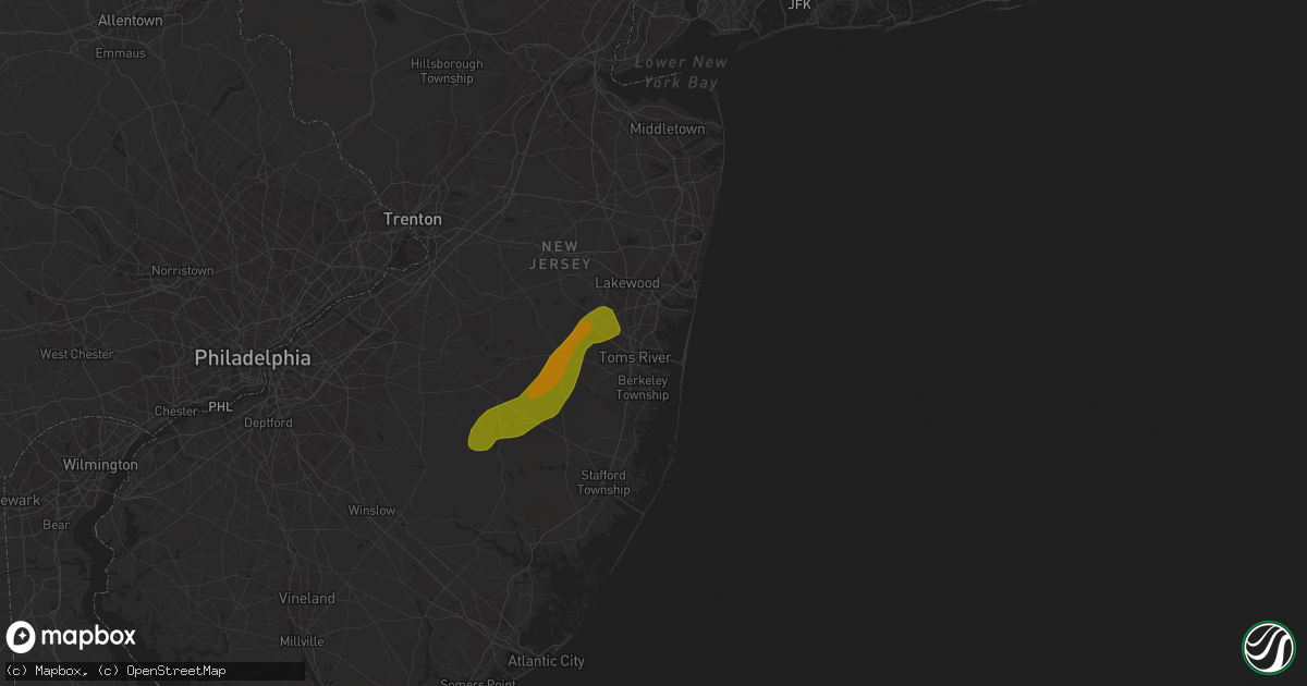 Hail map in Toms River, NJ on June 22, 2011