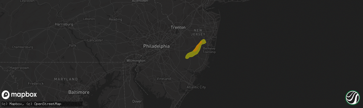 Hail map in Vincentown, NJ on June 22, 2011