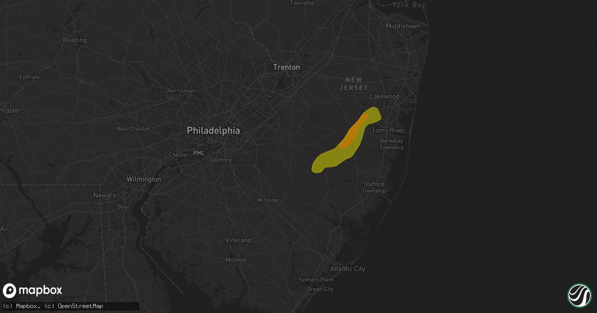 Hail map in Vincentown, NJ on June 22, 2011