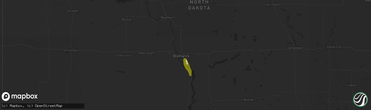 Hail map in Bismarck, ND on June 22, 2013