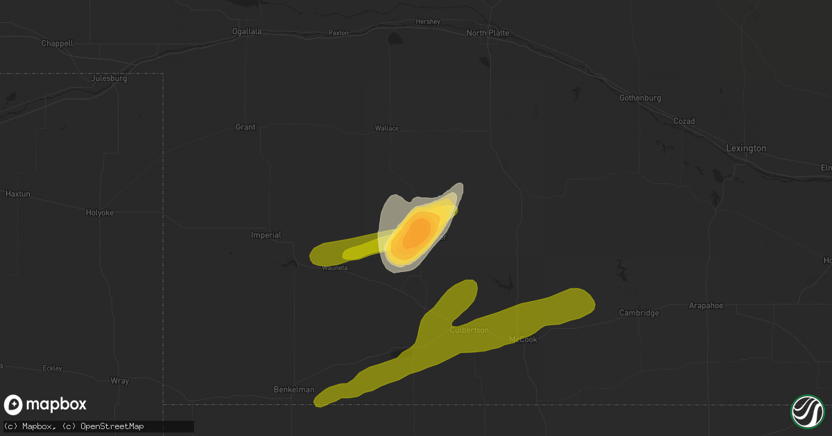 Hail map in Hayes Center, NE on June 22, 2013