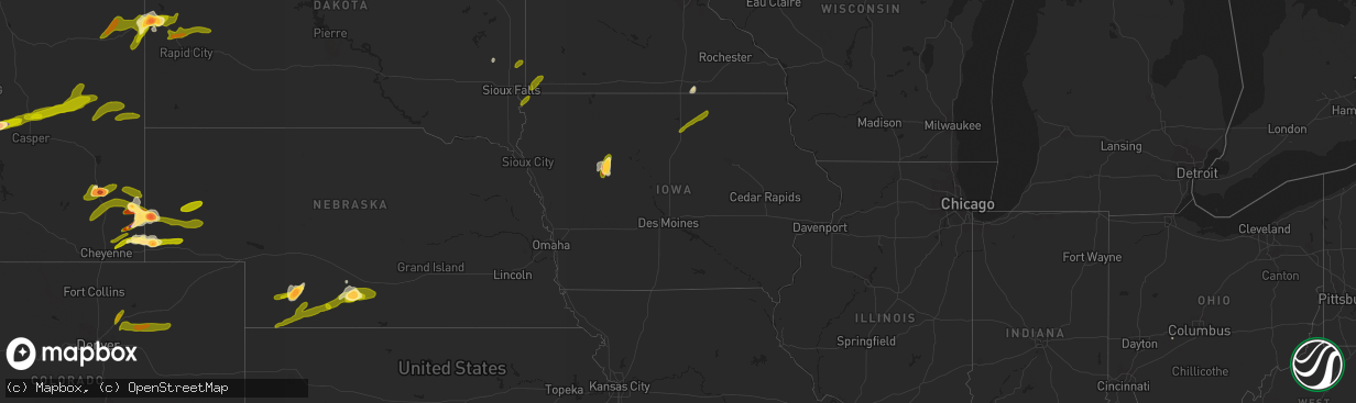 Hail map in Iowa on June 22, 2013