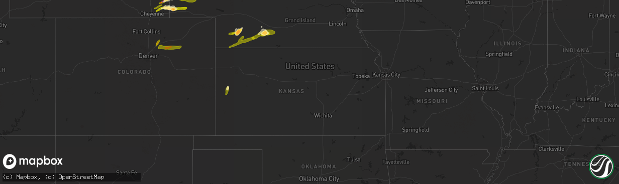 Hail map in Kansas on June 22, 2013