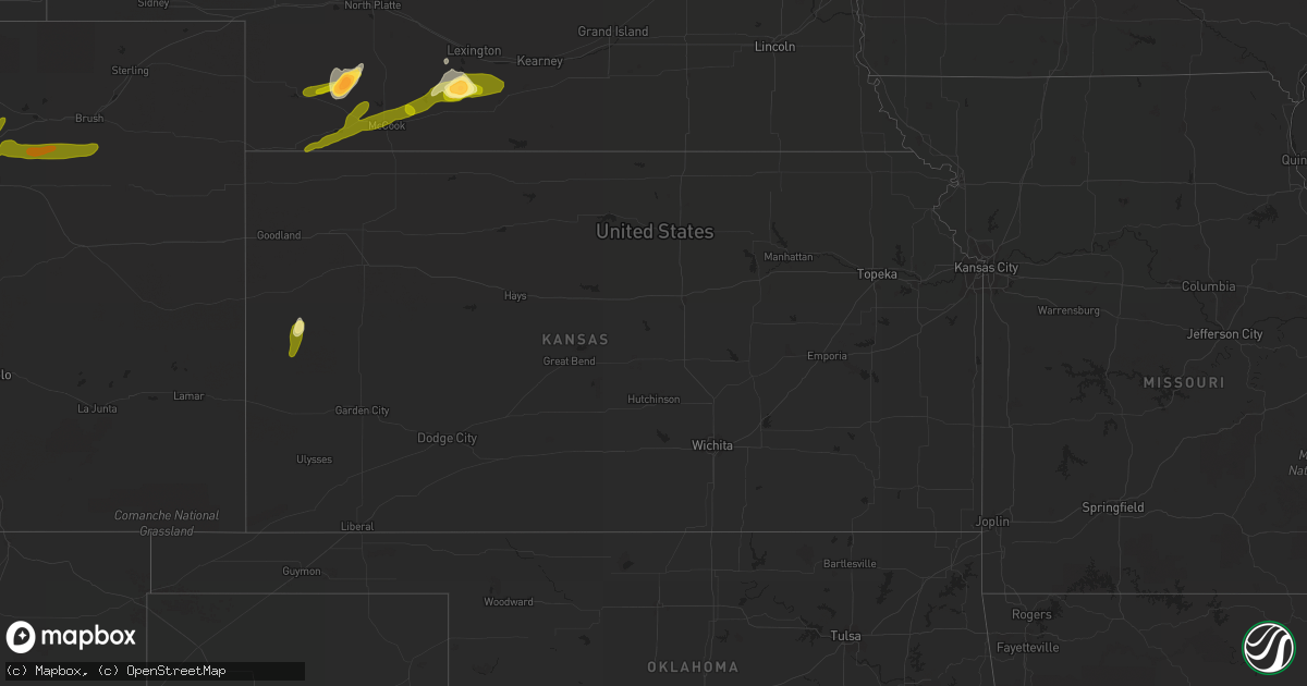 Hail map in Kansas on June 22, 2013