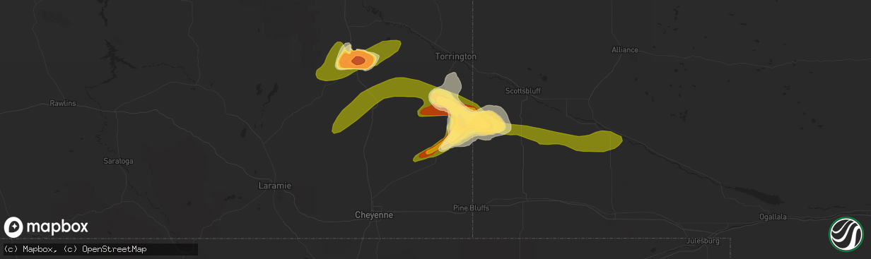 Hail map in Lagrange, WY on June 22, 2013