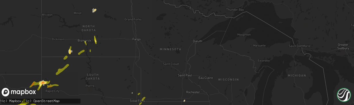 Hail map in Minnesota on June 22, 2013