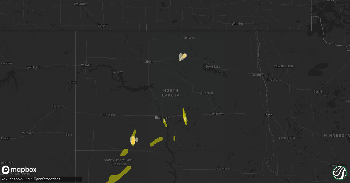Hail map in North Dakota on June 22, 2013