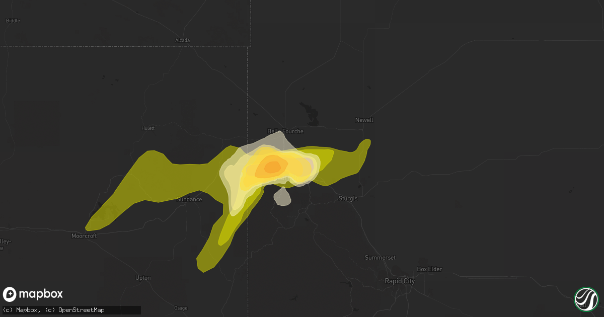 Hail map in Saint Onge, SD on June 22, 2013