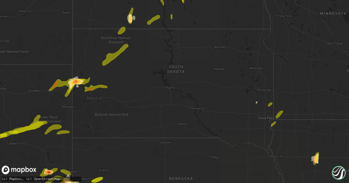 Hail map in South Dakota on June 22, 2013