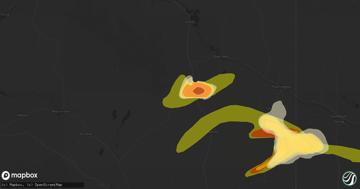 Hail map in Wheatland, WY on June 22, 2013