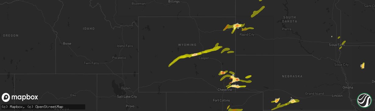 Hail map in Wyoming on June 22, 2013