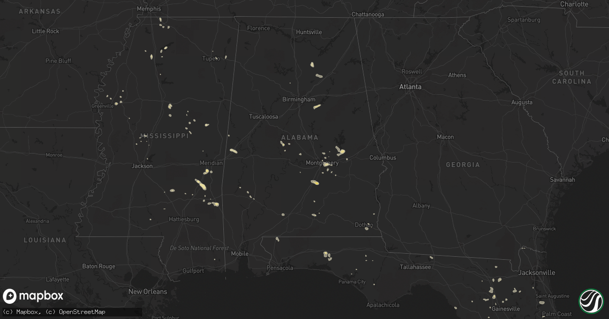 Hail map in Alabama on June 22, 2014