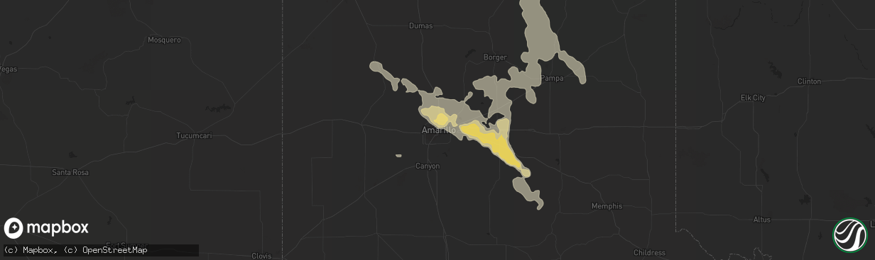 Hail map in Amarillo, TX on June 22, 2014