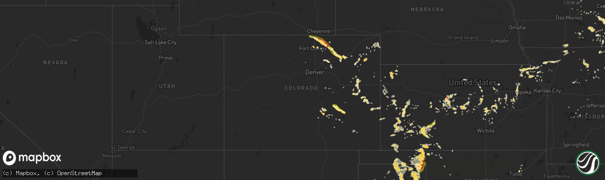 Hail map in Colorado on June 22, 2014