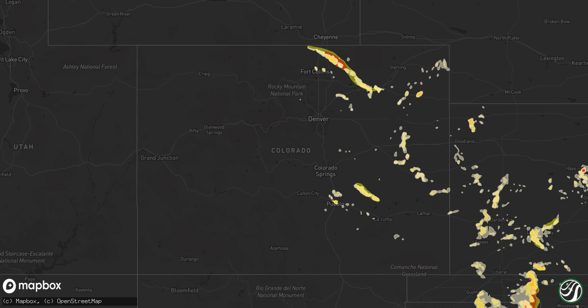Hail map in Colorado on June 22, 2014
