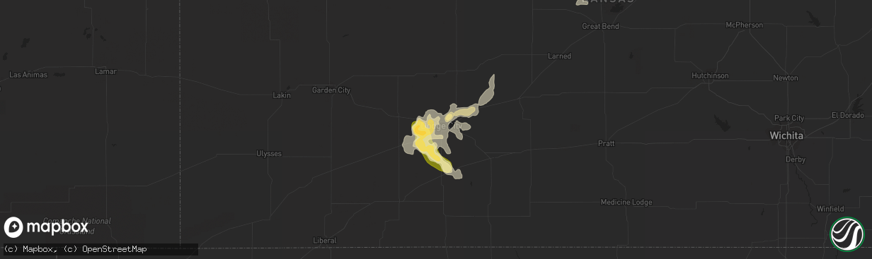 Hail map in Dodge City, KS on June 22, 2014