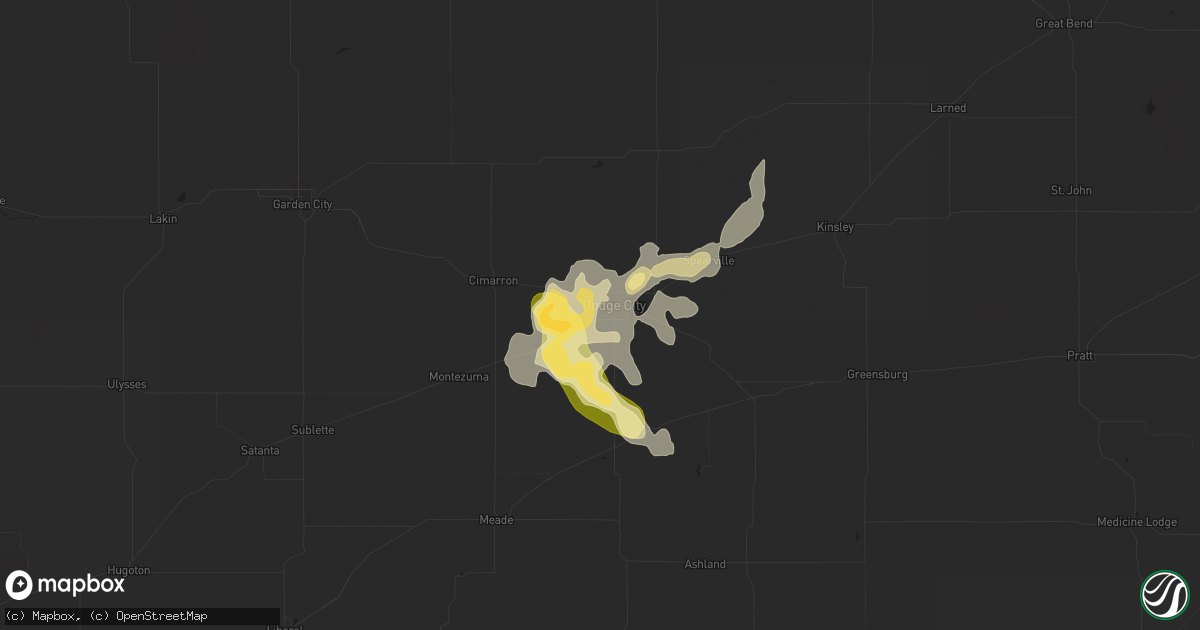 Hail map in Dodge City, KS on June 22, 2014
