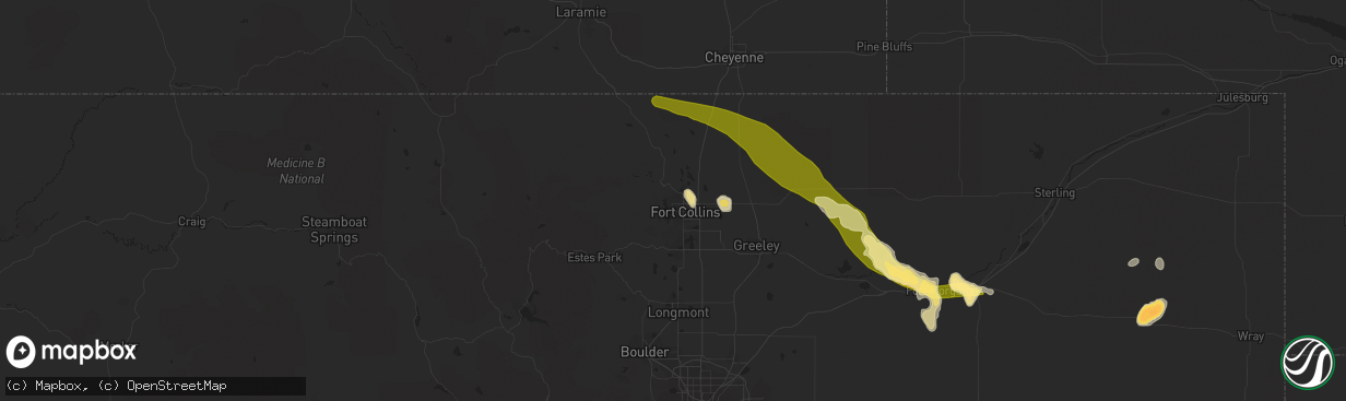 Hail map in Fort Collins, CO on June 22, 2014