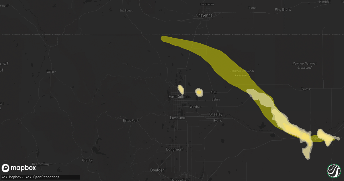 Hail map in Fort Collins, CO on June 22, 2014