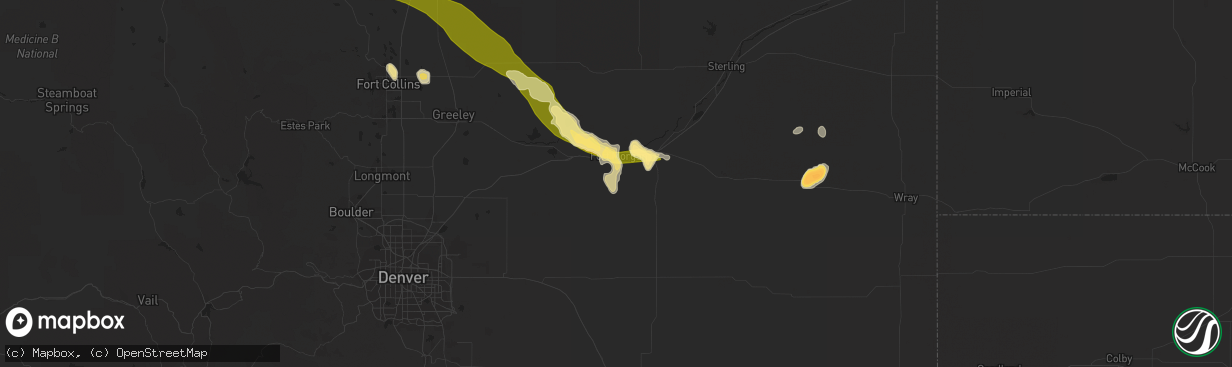 Hail map in Fort Morgan, CO on June 22, 2014