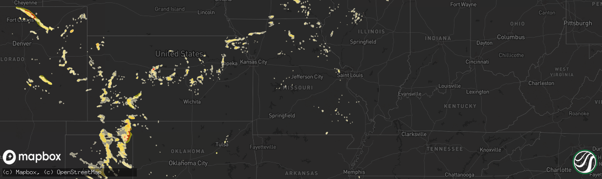 Hail map in Missouri on June 22, 2014