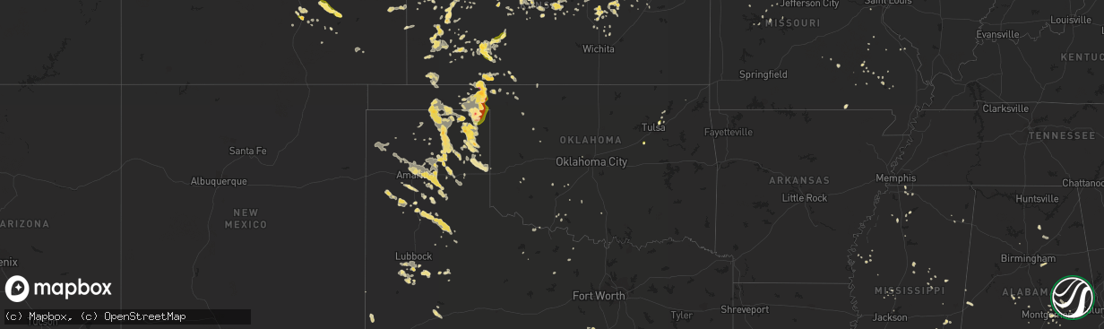 Hail map in Oklahoma on June 22, 2014