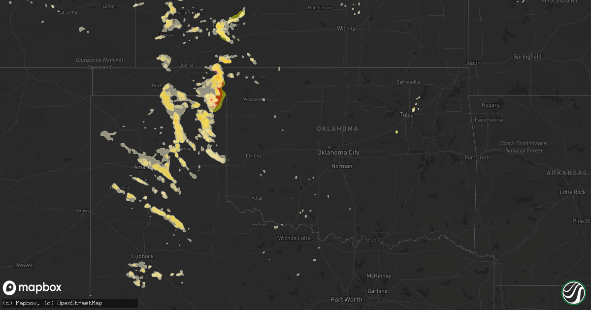 Hail map in Oklahoma on June 22, 2014