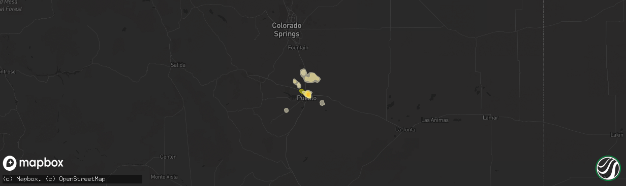 Hail map in Pueblo, CO on June 22, 2014