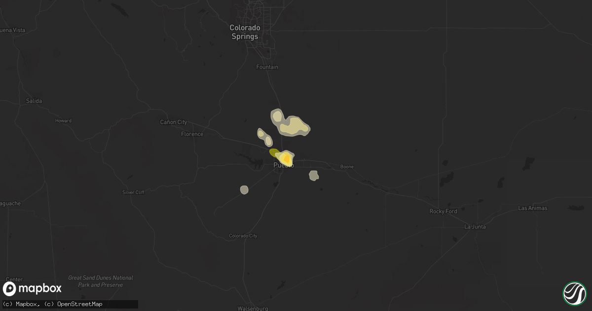 Hail map in Pueblo, CO on June 22, 2014