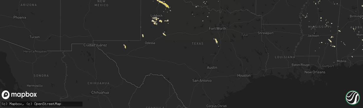 Hail map in Texas on June 22, 2014