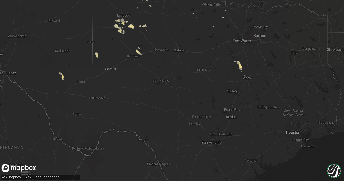 Hail map in Texas on June 22, 2014