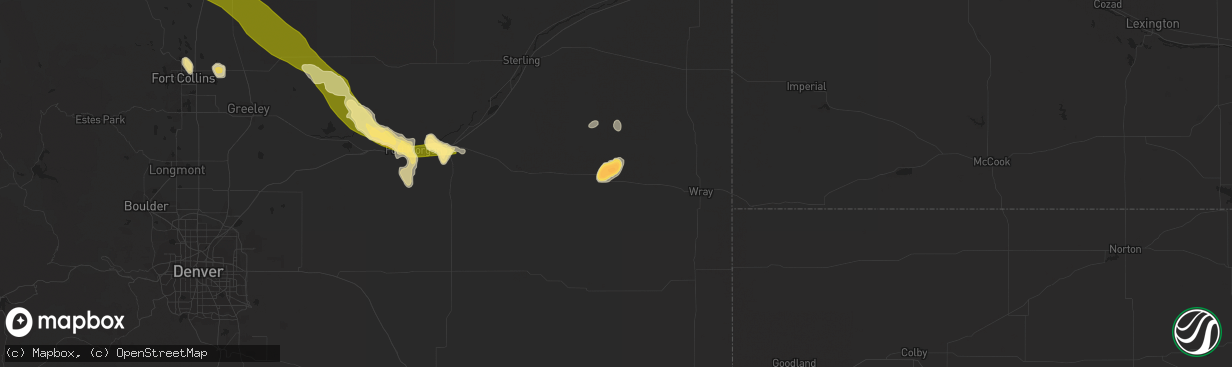 Hail map in Yuma, CO on June 22, 2014